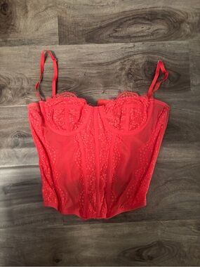 Urban Outfitters Red Lace Bustier Crop Top